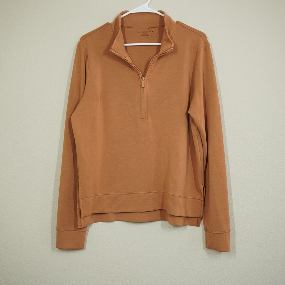 TravisMathew Women's Size Large Soft Cozy Quarter Zip Pullover Terracotta Brown